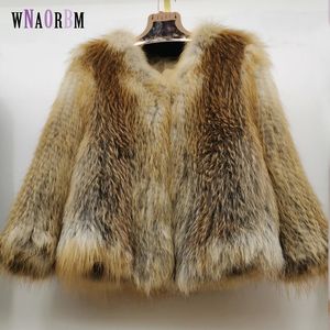 レディースフォックスファーコートナチュラルファーレッドフォックス織りコート冬の女性ジャケットの長さ60cmはカスタマイズできます240105