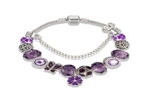 Temperament Clover Pendant Bracelet for Jewelry Silver Plated with Box Luxury Designer DIY Purple Beaded Pendant Bracelet6599929