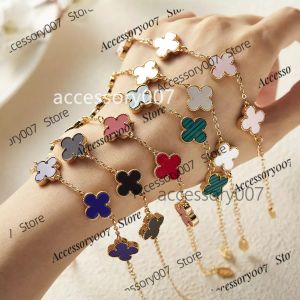 braccialetto di gioielli firmati Bracciali di stilisti Braccialetti per donne Eleganti quadrifogli con medaglione Braccialetti con ciondoli Catene girocollo di alta qualità Placcato oro 18 carati