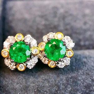 Brincos JY2024 Jóias Sólidos 18K Ouro Natureza Verde Esmeralda 0.45ct Pedras Preciosas Diamantes Feminino Gota Para Mulheres Finas