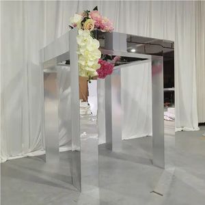 3 fot x 3 fot lång) En uppsättning som bild) Crystal Candelabra Wedding Table Center for Centerpieces Flower Stand Wedding Table Decoration Mirror Pillars Table