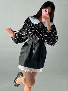 Skirts Oymimi Elegant Black Lace Women's Skirt Fashion High Waisted Patchwork Casual Straight Zipper Mini Streetwear
