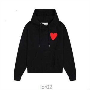 Dra amis amisweater stickad tröja hoody am i paris hooded pullover män kvinnor casual tröjor amiparis coeur hjärta kärlek mönster svett jumper 58mfdji1