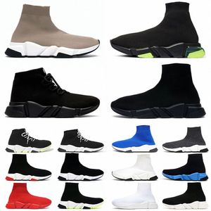 Designer Sock Shoes Running Speed ​​Mens Womenssports Sneakers Lace Up Trainer Beige Glitter Blue Graffiti Triple Black White Clear Sole Luxury Flat Boots