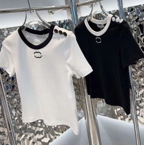 Kadın Tişört Tasarımcısı Mektup ve Dot Moda Tişörtü ile Kadın Gömlekler İçin Tesli Harfler Yaz Kısa Kollu Üstler Tee Kadın Giyim 774