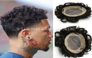 high quality natural black loose wave virgin brazilian human hair toupee for men lace with pu 7435019