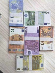 Kopiera pengar Faktiska 1: 2 Storlek US Dollar Euro utländska mynt Valuta sedlar Fake Collection Tokens Chip Prop Alvhn