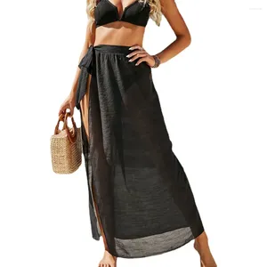 Mulheres Swimwear Verão Maiô Coverups Mulheres Long Sarong Beach Bikini Envoltório Sheer Saia Curta Chiffon Lenço Cover Ups para