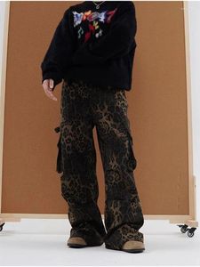 Damen Jeans Frauen Leopard Cargo Baggy Y2k 90er Jahre Ästhetische Streetwear Denim Hosen Vintage Harajuku Hohe Taille Jean Hosen 2000er Jahre Kleidung