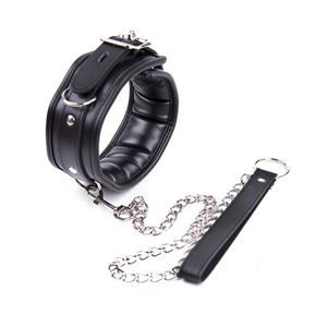 Coleira de couro e trela para jogos de animais de estimação BDSM Bondage Neck Cuff Fetiche Escravo Gargantilha Colar Adulto Brinquedos Sexuais para Casais 240105