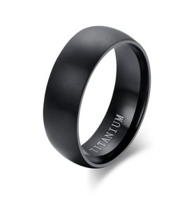 Mens Basic Wedding Band in Black Titanium Steel Engagement Ring Dome Charm Matte Färdiga manliga smycken Bague Masculinos Anillos3667669