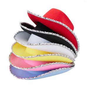 Berets Adultos Chapéu de Cowboy Ocidental Strass/Flor Cowgirl para Mulheres Casamento Carnaval Rave Festa Acessórios de Traje de Viagem