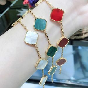 Van Clover Bracelet Fashion Classic 4/Four Leaf Clover Charm Bracelets Bangle Chain 18K Gold Agate Shell Mother-of-Pearl for Women Girl Wedding Mother Day Jewelry