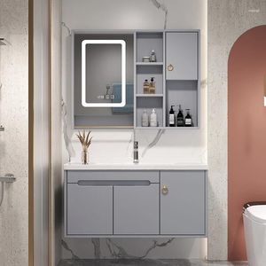 Bathroom Sink Faucets Oak Paint Cabinet Combination Light Luxury Solid Wood Smart Wall Cupboard Washstand Hand Washing Washbasin Pool