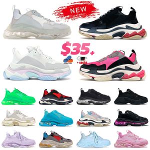 OG Original Triple S Luxury Designer Shoes Mens Shoes Beige Clear Sole Plate-Forme Triple White Black Crystal White Green Pink Cherry Des Chaussures Sneakers Womens