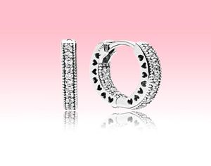 REAL 925 Sterling Silver Cz Diamond Hoop Earring med originallåda för kvinnor högkvalitativa smyckörhängen set5686984