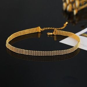 Choker Ladies Prosty złoty metalowy koralik pleciony naszyjnik damski moda bling biżuteria