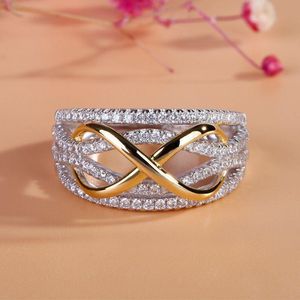 Infinity Love Ring Parlayan Kübik Zirkon Bowknot Mektup 8 Sonsuzluk Söz Yüzükleri Kadın Vqelc için