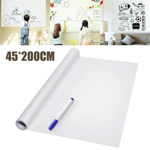 45*200 cm whiteboard Sheets Sticker Dry Erasable Paper Plain With Pen Office School Teaching Supplies 240105