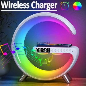 Caricabatterie wireless Supporto per caricabatterie wireless multifunzione con altoparlante Stazione di ricarica rapida per luce notturna RGB per 14 13 12 S21 S20 YQ240105