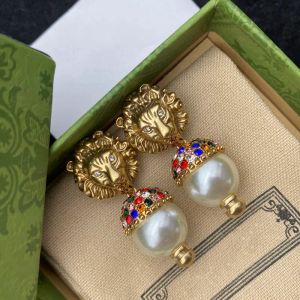 Designer Earrings for Women Earring Fashion Lion Head Diamond Stud Ear Cuff Jewelry Luxury Letter Gold Hoop Earring Stud