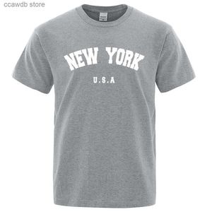 Herr t-shirts U.S.A New York USA City Street tryckta t-shirts för män Löst överdimensionerad t-shirt mode andas andas korta ärmbomullskläder T240105