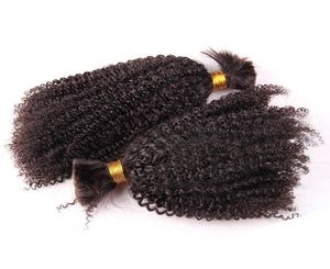 1 peça mongol kinky encaracolado trança de cabelo humano em massa para extensão cor natural virgem trança cabelo sem trama sem anexo 7605638