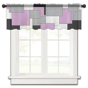 Curtain Pink Black Grey Patchwork Abstract Art Medieval Style Short Tulle Window Curtains Sheer Voile Kitchen Decor Small Drapes