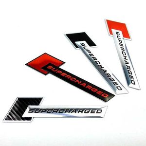 Bilklistermärken 3D Metal Supercharged Emblem Badge Decal Car Sticker för Audi Q7 S Line A6 C6 A8 D4 S4 B8 S6 C5 V6 Superladdade tillbehör