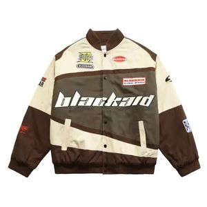 autunno e inverno americano retrò hip-hop Y2K sciolto uomo e donna sottile abbigliamento da baseball giacca da corsa su strada 240105