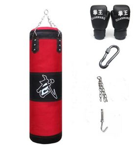 120 cm Training Fitness Mma Boxsack Leerer Sport Kick Sandsack Muay Thai Boxer Trainingsset Wraps Palm Sleeves Hook3179159