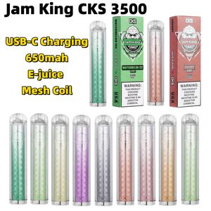 EU Warehouse Vape Desechable Jam King CKS 3500 Puff Bar E-Zigarette USB-C Charging Mesh Coil Puff 2800 6 ml Vorgefüllter 650 mAh wiederaufladbarer Vape Pen