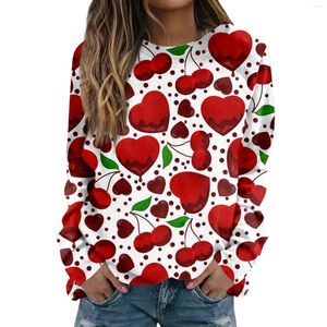 Women's Hoodies Woman Clothing Unique Fashion Women Pullover Sweater O-Neck Long Sleeves Valentine'S Day Printed Sweatshirts