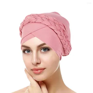 Etniska klädkvinnor Islamisk huvud halsduk Mjölk Silk Muslim Hijab Braid håravfall Stretch Turban Hat Chemo Caps Wrap Bonnet headcover