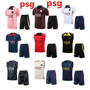 2023/2024 Paris Tracksuit Soccer Jerseys 22 23 Paris Sportwear Men Training Suit Väst Kort ärmdräkt Fotbollssats Uniform Chandal Sweatshirt Sweater Set