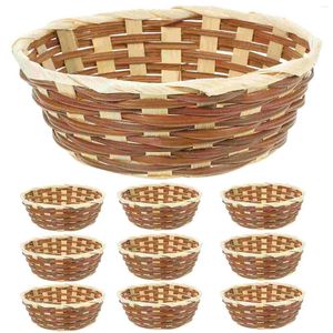 Dinnerware Sets Lace Storage Basket 12pcs Small Bamboo Woven Home Dessert Snack Bread Household Fruits Hamper