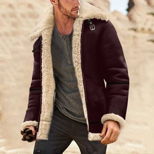 Uomo Autunno e Inverno Cappotto taglie forti Colletto con bavero Giacca a maniche lunghe imbottita in pelle Vintage Addensare giacche da uomo leggere 240105