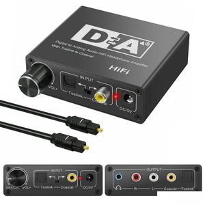 Video Kablolar Konektörleri 32192KHz HIFI DAC AMP Dijitalden Analog O Dönüştürücü RCA 3.5mm Jack Kulaklık Amplifikatörü Toslink Optik CoA DH3XM