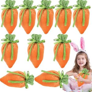 Easter Velvet Gift Bag Carrot Jewelry Basket Candy Bags With Drawstring For Party Decorations Biscuit Snack Storage Bag SN5338