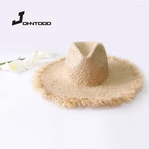 Basker 2024 Sun Hatts for Women Beach Sombreros Wide Brim Side Cap Floppy Female Raffia Straw Hat Jazz Summer