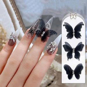 Nagelkonstdekorationer 2st/set DIY Ornament Gaze Butterfly levererar manikyrmaterial Mesh Tillbehör