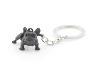 Metal Black French Bulldog Key Chain Cute Dog Animal Keychains Keyrings Women Bag Charm Pet Jewellery Gift Whole Bulk Lots3146943