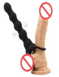 Nuovo vibratore doppia penetrazione strapon anale dildo 55039039 cinturino in silicone nero sul pene spina anale prodotti del sesso per adulti 9518878