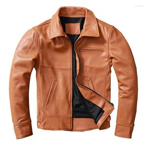 Men's Tracksuits Youth Trend Vegetable Tanned Cowhide Leather Coat Head Layer Pure Short Dovetail Jacket Slim