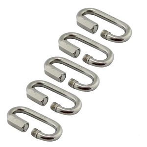 5PCS Stainless Steel Carabiner Quick Link 5mm 6mm 7mm 8mm Chain Connector For Hammock Camping And Outdoor Equipment 240104