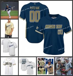 Niestandardowy zszyty Jake Deleo Georgia Tech Baseball Jersey John Anderson Jack Rubenstein John Giesler Brant Hurter Georgia Tech Yellow Jackets Jerseys Mens Youth