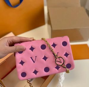 Axelväskor topp multicolor präglade designer kvinnor axel väskor kedja mini crossbody väska äkta läder handväskor nya