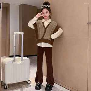 Kläder sätter barn Autumn Spring Long Sleeve Shirt Vest Pants Tonåring Girls Sport Costume Outfits For Kids Tracksuits