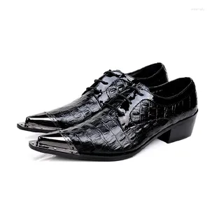 Scarpe eleganti da uomo Oxford in pelle formale in ferro punta a punta casual slip on stringate alligatore nero Zapato Hombre