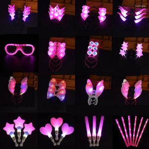 Decorazione per feste Rosa LED Stick Stella Corona Corno Orecchio Fascia per capelli Bagliore Bacchetta Occhiali Luce Copricapo Regali Giocattolo Natale